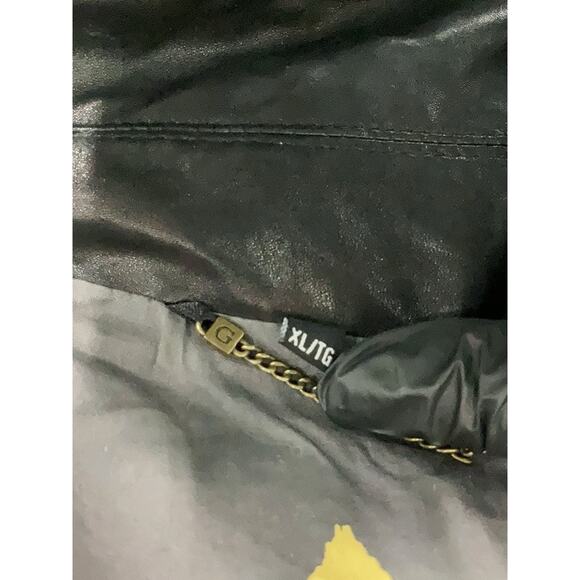 Guess Black Leather Moto Jacket Gold Zipper XL - Picture 4 of 4